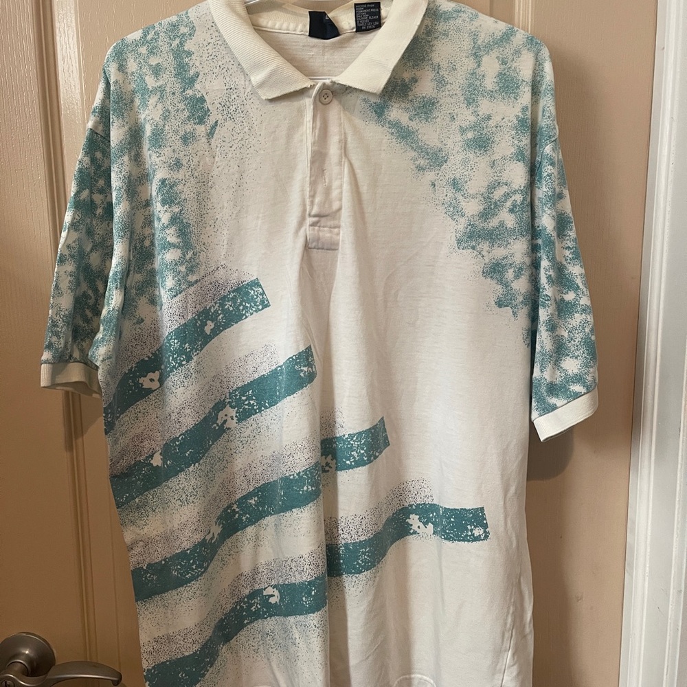 Men’s White and Blue Polo Shirt